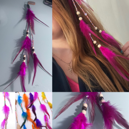 Заколка для волос с перьями для выступления, вечеринки 35 см Фуксия муллине